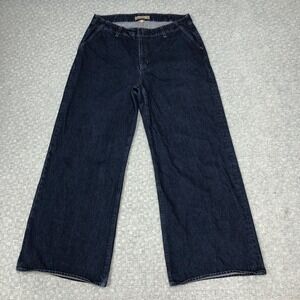 J Crew Point Sur Jeans Womens 33 Blue Wide Leg Palazzo Dark Wash Denim Boho Norm